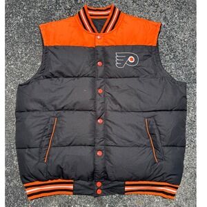 JH Design Philadelphia Flyers Reversible Puffer Vest Mens 2XL Orange Black NHL
